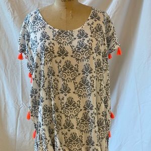 Printed tunic with tassels